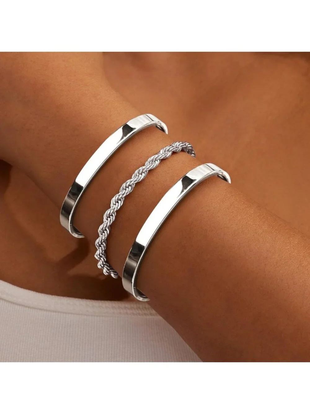Trendy Gold Bracelet Set for Women - Waterproof, Non-Tarnish Stackable Bangles